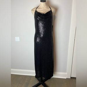 Bebe Wet Sequin Midi Dress Large NWT